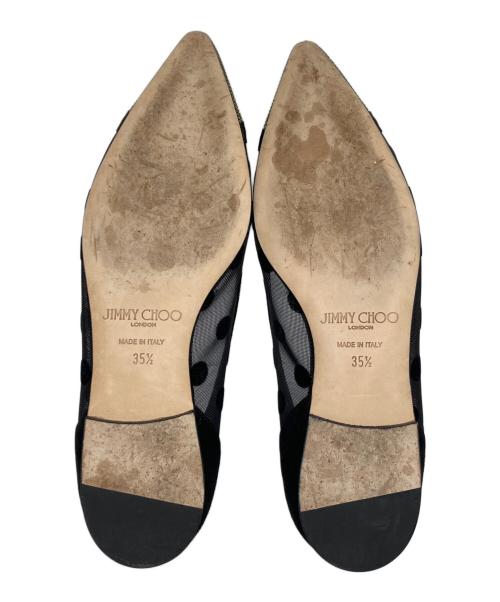 JIMMY CHOO（ジミーチュウ）JIMMY CHOO (ジミーチュウ) シアー ドット柄 フラットパンプス ブラック サイズ:351/2の古着・服飾アイテム