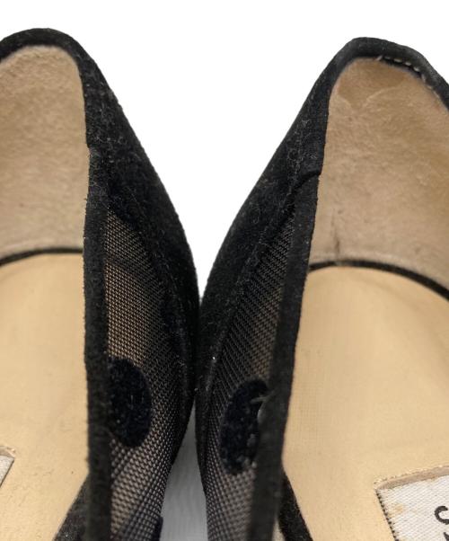 JIMMY CHOO（ジミーチュウ）JIMMY CHOO (ジミーチュウ) シアー ドット柄 フラットパンプス ブラック サイズ:351/2の古着・服飾アイテム