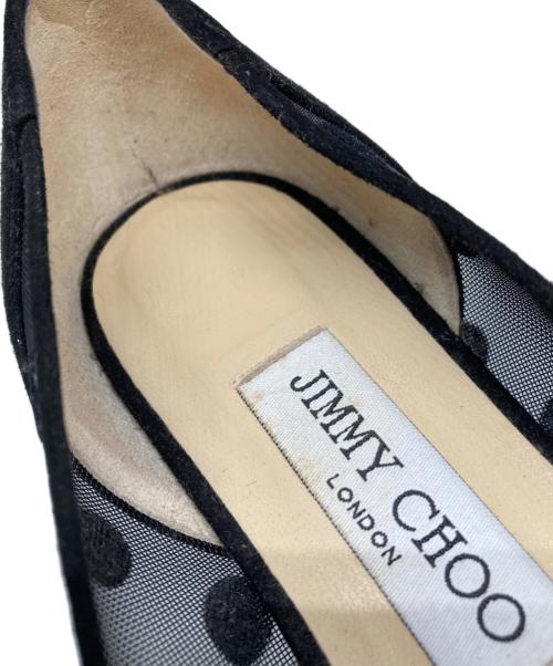 JIMMY CHOO（ジミーチュウ）JIMMY CHOO (ジミーチュウ) シアー ドット柄 フラットパンプス ブラック サイズ:351/2の古着・服飾アイテム