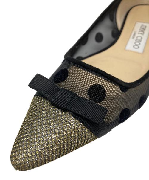 JIMMY CHOO（ジミーチュウ）JIMMY CHOO (ジミーチュウ) シアー ドット柄 フラットパンプス ブラック サイズ:351/2の古着・服飾アイテム
