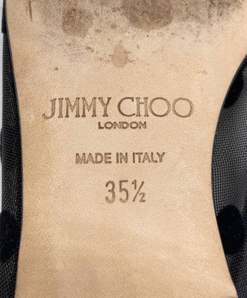 JIMMY CHOO（ジミーチュウ）JIMMY CHOO (ジミーチュウ) シアー ドット柄 フラットパンプス ブラック サイズ:351/2の古着・服飾アイテム