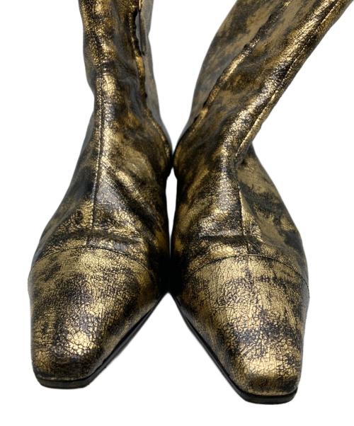 CHANEL（シャネル）CHANEL (シャネル) サイドジップメタリックブーツ ゴールド サイズ:39Cの古着・服飾アイテム