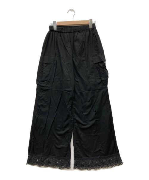 tricot COMME des GARCONS（トリココムデギャルソン）tricot COMME des GARCONS (トリココムデギャルソン) 裾レースワイドカーゴパンツ ブラック サイズ:-の古着・服飾アイテム