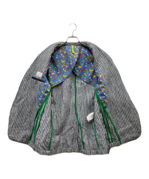 bernate（ベルナーテ）bernate (ベルナーテ) コットンリネンストライプ2Bジャケット ネイビー サイズ:46の古着・服飾アイテム