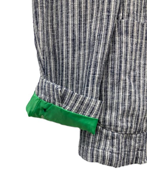 bernate（ベルナーテ）bernate (ベルナーテ) コットンリネンストライプ2Bジャケット ネイビー サイズ:46の古着・服飾アイテム