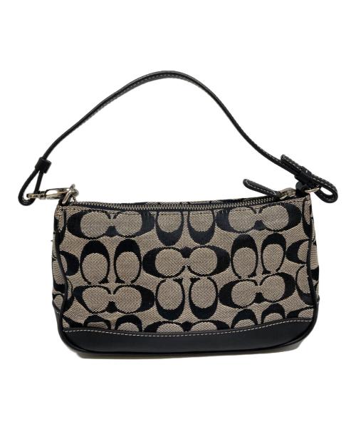 COACH（コーチ）COACH (コーチ) シグネチャーハンドポーチ ベージュ×ブラックの古着・服飾アイテム