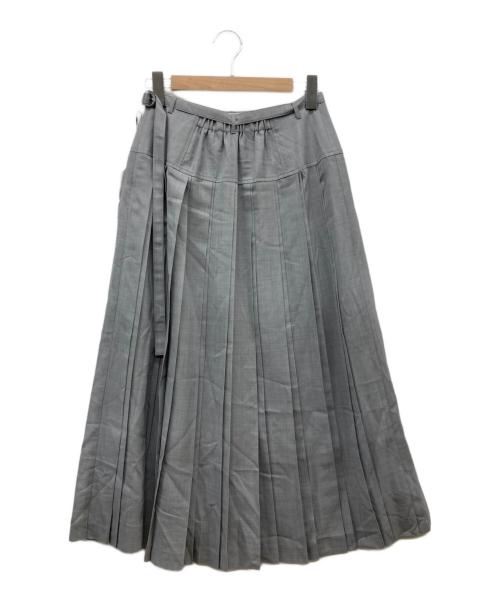 L'EQUIPE（レキップ）L'EQUIPE (レキップ) シアートロピカルプリーツスカート グレー サイズ:38 未使用品の古着・服飾アイテム