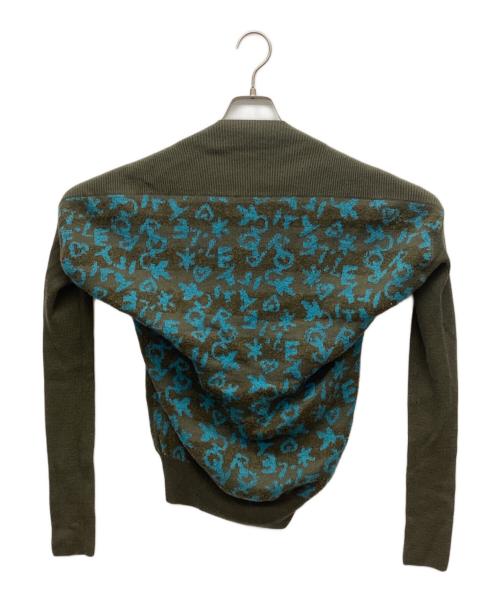 Vivienne Westwood RED LABEL（ヴィヴィアンウエストウッドレッドレーベル）Vivienne Westwood RED LABEL (ヴィヴィアンウエストウッドレッドレーベル) 変形総柄カーディガン オリーブ×ブルー サイズ:2の古着・服飾アイテム