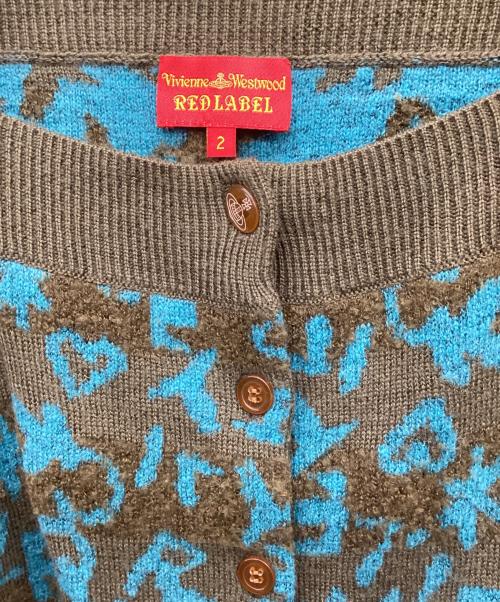 Vivienne Westwood RED LABEL（ヴィヴィアンウエストウッドレッドレーベル）Vivienne Westwood RED LABEL (ヴィヴィアンウエストウッドレッドレーベル) 変形総柄カーディガン オリーブ×ブルー サイズ:2の古着・服飾アイテム