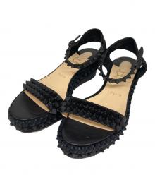 Christian Louboutin（クリスチャン・ルブタン）の古着「スタッズエスパドリーユサンダル」｜ブラック