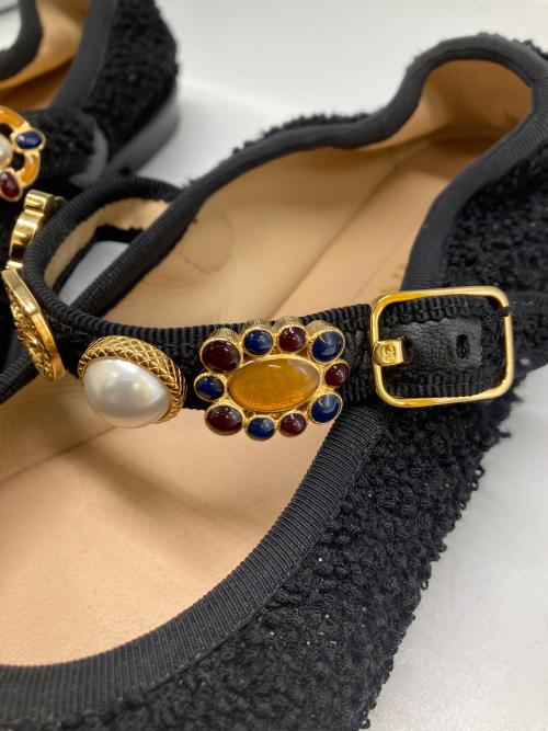 CHANEL（シャネル）CHANEL (シャネル) 24AW ツイードメリージェーン ブラック サイズ:38Cの古着・服飾アイテム