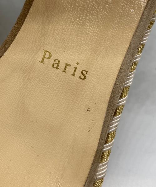 Christian Louboutin（クリスチャン・ルブタン）Christian Louboutin (クリスチャン・ルブタン) MADMONICA スタッズエスパドリーユ ゴールド×ベージュ サイズ:38の古着・服飾アイテム
