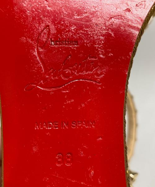 Christian Louboutin（クリスチャン・ルブタン）Christian Louboutin (クリスチャン・ルブタン) MADMONICA スタッズエスパドリーユ ゴールド×ベージュ サイズ:38の古着・服飾アイテム