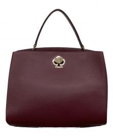 Kate Spade（ケイトスペード）の古着「ぺブルレザー ロミー ミディアム サッチェル 2WAY ショルダー ハンドバッグ」｜ワインレッド