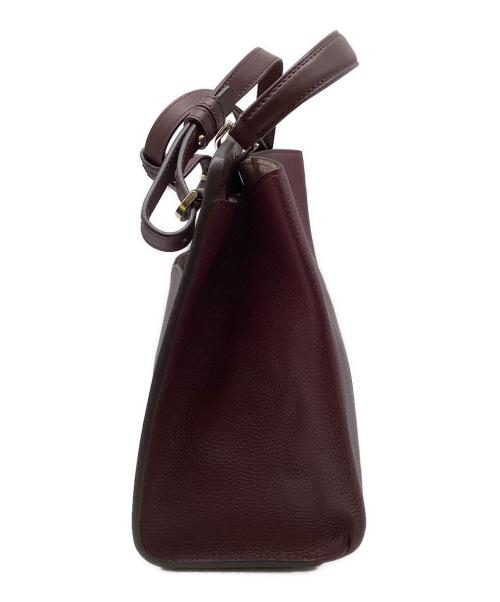 Kate Spade（ケイトスペード）Kate Spade (ケイトスペード) ぺブルレザー ロミー ミディアム サッチェル 2WAY ショルダー ハンドバッグ ワインレッドの古着・服飾アイテム