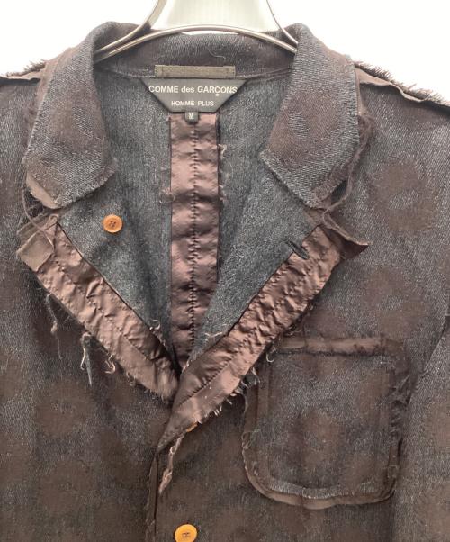 COMME des GARCONS HOMME PLUS（コムデギャルソンオムプリュス）COMME des GARCONS HOMME PLUS (コムデギャルソンオムプリュス) 02AW カットオフデザインジャガードジャケット/AD2002 グレー サイズ:Mの古着・服飾アイテム