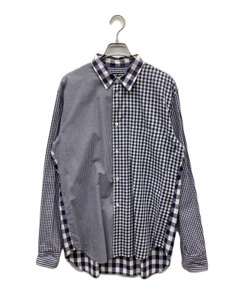 COMME des GARCONS HOMME DEUX（コムデギャルソン オム ドゥ）COMME des GARCONS HOMME DEUX (コムデギャルソン オム ドゥ) 切替チェックシャツ パープル×ホワイト サイズ:Lの古着・服飾アイテム