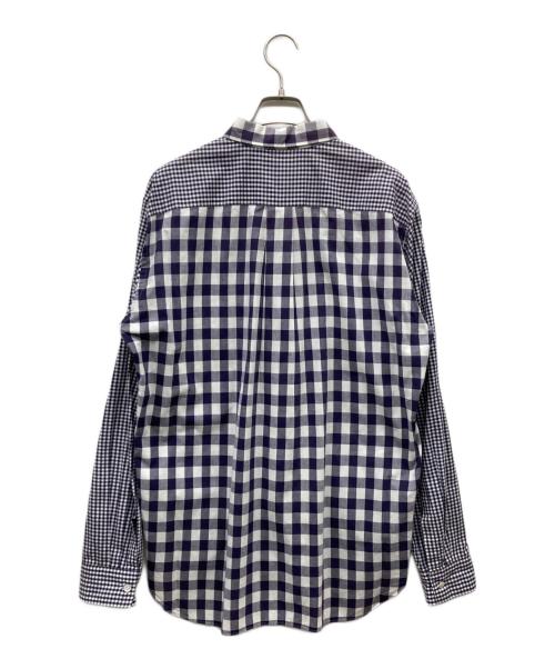 COMME des GARCONS HOMME DEUX（コムデギャルソン オム ドゥ）COMME des GARCONS HOMME DEUX (コムデギャルソン オム ドゥ) 切替チェックシャツ パープル×ホワイト サイズ:Lの古着・服飾アイテム