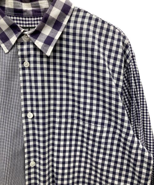 COMME des GARCONS HOMME DEUX（コムデギャルソン オム ドゥ）COMME des GARCONS HOMME DEUX (コムデギャルソン オム ドゥ) 切替チェックシャツ パープル×ホワイト サイズ:Lの古着・服飾アイテム