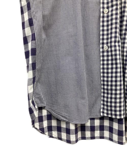 COMME des GARCONS HOMME DEUX（コムデギャルソン オム ドゥ）COMME des GARCONS HOMME DEUX (コムデギャルソン オム ドゥ) 切替チェックシャツ パープル×ホワイト サイズ:Lの古着・服飾アイテム