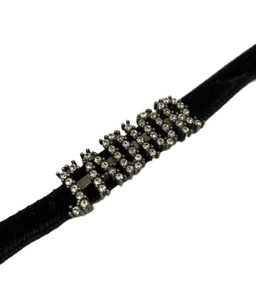 Christian Dior（クリスチャン ディオール）Christian Dior (クリスチャン ディオール) J'ADIOR ラインストーン ベロア チョーカー ブラックの古着・服飾アイテム