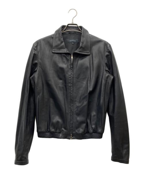 GUCCI（グッチ）GUCCI (グッチ) シングルレザージャケット ブラック サイズ:46の古着・服飾アイテム