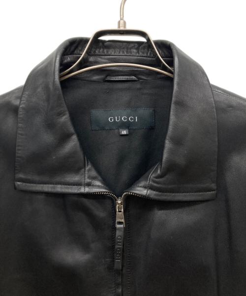 GUCCI（グッチ）GUCCI (グッチ) シングルレザージャケット ブラック サイズ:46の古着・服飾アイテム