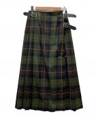 O'NEIL OF DUBLINオニールオブダブリン）の古着「ウーステッドウール キルトスカート」｜グリーン×ブラウン