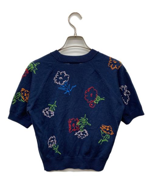 KENZO（ケンゾー）KENZO (ケンゾー) フラワーエンブロイダリーS/Sニット ネイビー サイズ:Sの古着・服飾アイテム