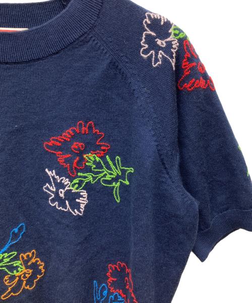 KENZO（ケンゾー）KENZO (ケンゾー) フラワーエンブロイダリーS/Sニット ネイビー サイズ:Sの古着・服飾アイテム