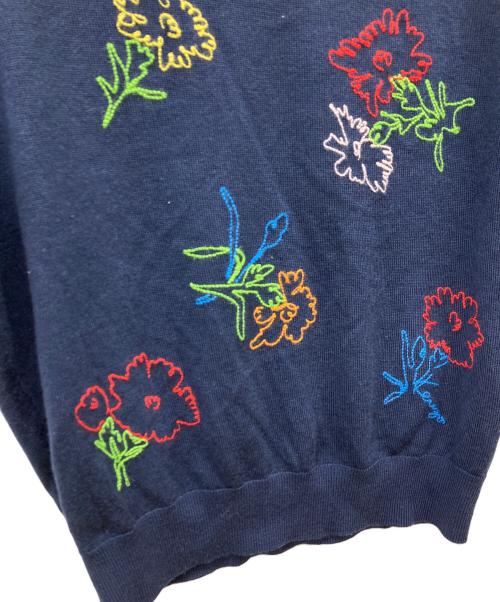 KENZO（ケンゾー）KENZO (ケンゾー) フラワーエンブロイダリーS/Sニット ネイビー サイズ:Sの古着・服飾アイテム