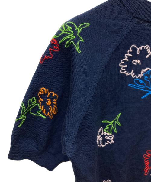 KENZO（ケンゾー）KENZO (ケンゾー) フラワーエンブロイダリーS/Sニット ネイビー サイズ:Sの古着・服飾アイテム