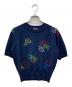 KENZO（ケンゾー）の古着「フラワーエンブロイダリーS/Sニット」｜ネイビー