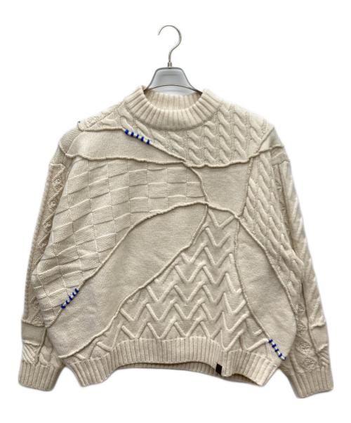 ZARA（ザラ）ZARA (ザラ) ADER error (アーダーエラー) ADER errorコラボ Patchwork Oversize Knit/パッチワークオーバーニット アイボリー サイズ:S-Mの古着・服飾アイテム