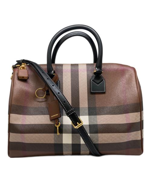 BURBERRY（バーバリー）BURBERRY (バーバリー) MD BOWLING BAG/ジャイアントチェックボウリングバッグミディアム ブラウンの古着・服飾アイテム