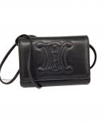 CELINEセリーヌ）の古着「トリオンフロゴ レザーショルダーバッグ」｜ブラック