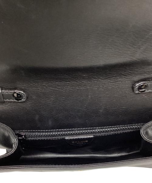 CELINE（セリーヌ）CELINE (セリーヌ) トリオンフロゴ レザーショルダーバッグ ブラックの古着・服飾アイテム