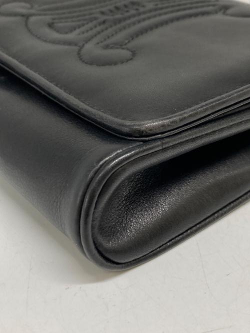 CELINE（セリーヌ）CELINE (セリーヌ) トリオンフロゴ レザーショルダーバッグ ブラックの古着・服飾アイテム