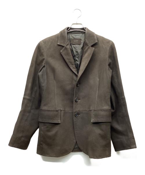 PRADA（プラダ）PRADA (プラダ) レザー3Bジャケット ブラウン サイズ:44の古着・服飾アイテム