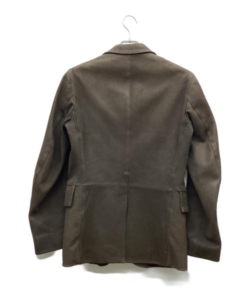 PRADA（プラダ）PRADA (プラダ) レザー3Bジャケット ブラウン サイズ:44の古着・服飾アイテム