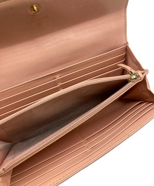 CHANEL（シャネル）CHANEL (シャネル) 19 ロングフラップラムスキンウォレット ピンクの古着・服飾アイテム