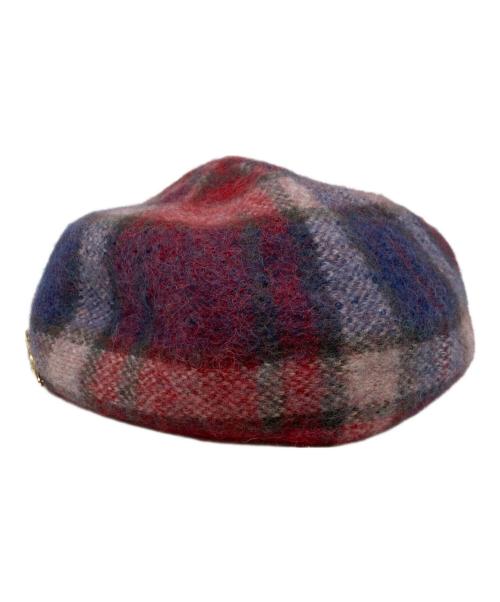 Vivienne Westwood（ヴィヴィアンウエストウッド）Vivienne Westwood (ヴィヴィアンウエストウッド) アルパカ混 オーブロゴチェックベレー帽 レッドの古着・服飾アイテム