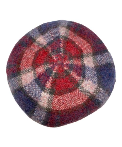 Vivienne Westwood（ヴィヴィアンウエストウッド）Vivienne Westwood (ヴィヴィアンウエストウッド) アルパカ混 オーブロゴチェックベレー帽 レッドの古着・服飾アイテム
