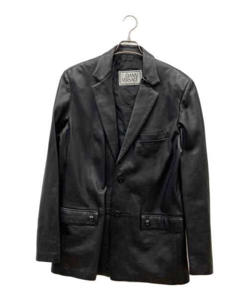 GIANNI VERSACE（ジャンニ・ヴェルサーチ）GIANNI VERSACE (ジャンニ・ヴェルサーチ) 90sレザー2Bジャケット/RUFFO/本人期 ブラック サイズ:52の古着・服飾アイテム