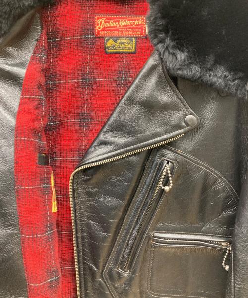 INDIAN MOTORCYCLE（インディアンモーターサイクル）INDIAN MOTORCYCLE (インディアンモーターサイクル) ホースハイドライダースジャケット ブラック サイズ:38の古着・服飾アイテム