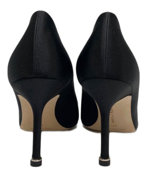 Manolo Blahnik（マノロブラニク）Manolo Blahnik (マノロブラニク) ジュエルバックルヒールサテンパンプス ブラック サイズ:371/2の古着・服飾アイテム