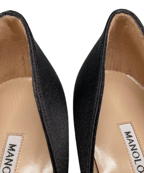 Manolo Blahnik（マノロブラニク）Manolo Blahnik (マノロブラニク) ジュエルバックルヒールサテンパンプス ブラック サイズ:371/2の古着・服飾アイテム