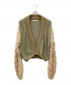 LEINWANDEラインヴァンド）の古着「パッチワークフリンジニットガウン」｜ベージュ