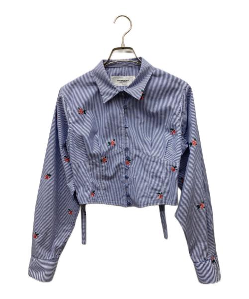 JOHN MASON SMITH（ジョンメイソンスミス）JOHN MASON SMITH (ジョンメイソンスミス) FLOWER EMBROIDERY SHORT SHAPE ブルー サイズ:38の古着・服飾アイテム