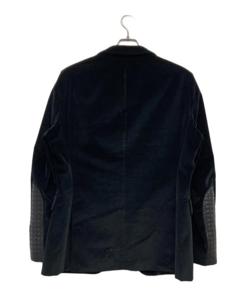 HUGO BOSS（ヒューゴ ボス）HUGO BOSS (ヒューゴ ボス) ラムスキンエルボーパッチベロアテーラードジャケット ブラック サイズ:36Ｒの古着・服飾アイテム